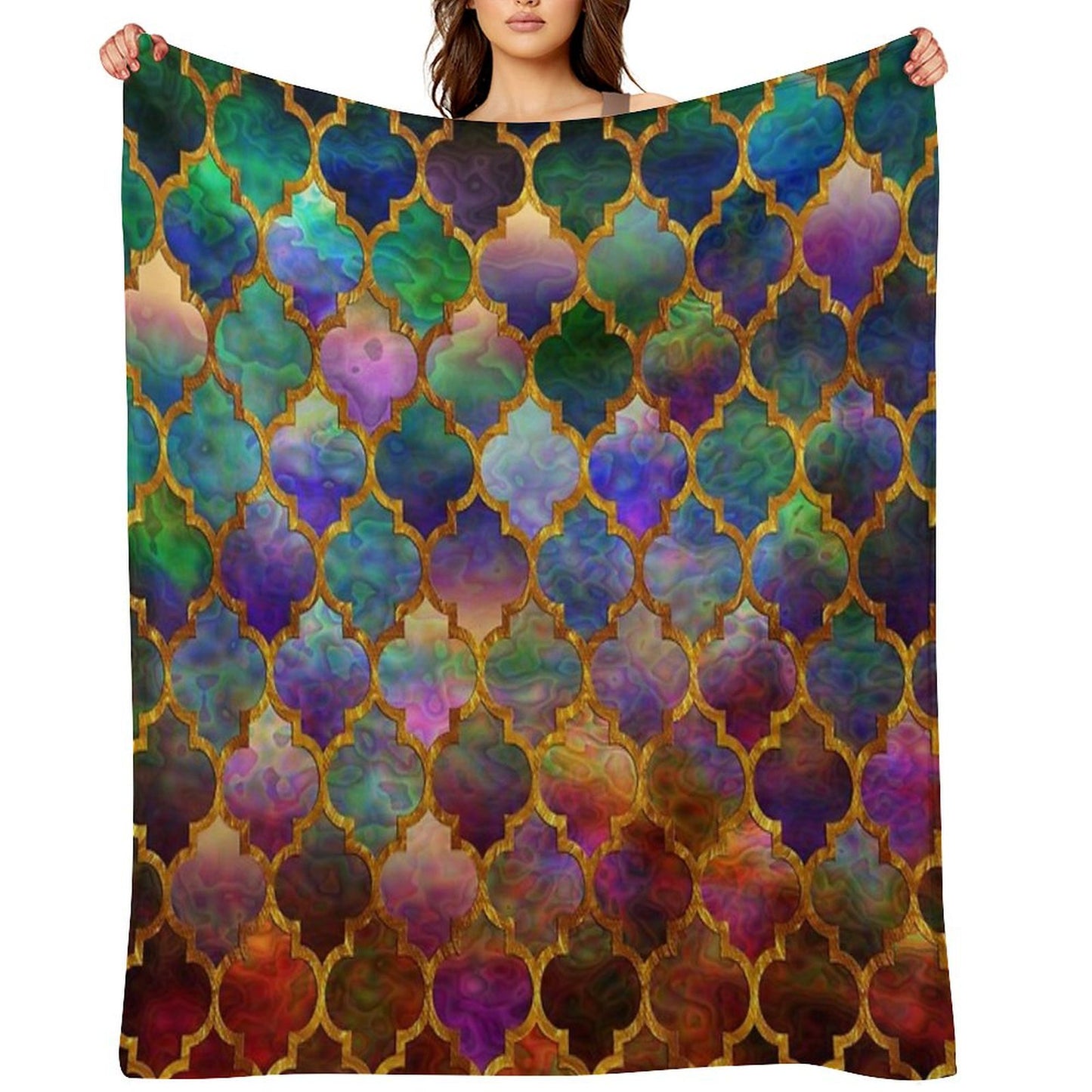 Arabic Moroccan Mosaic Pattern Throw Blanket