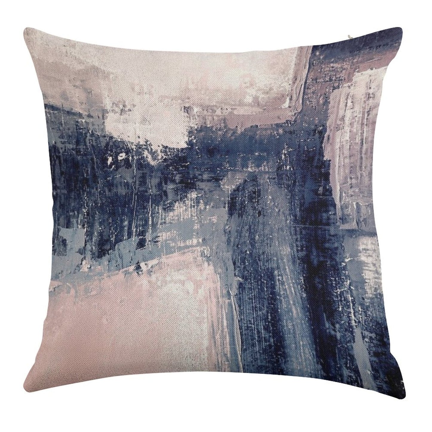 Pink And Navy 1 Linen Throw Pillow Cover