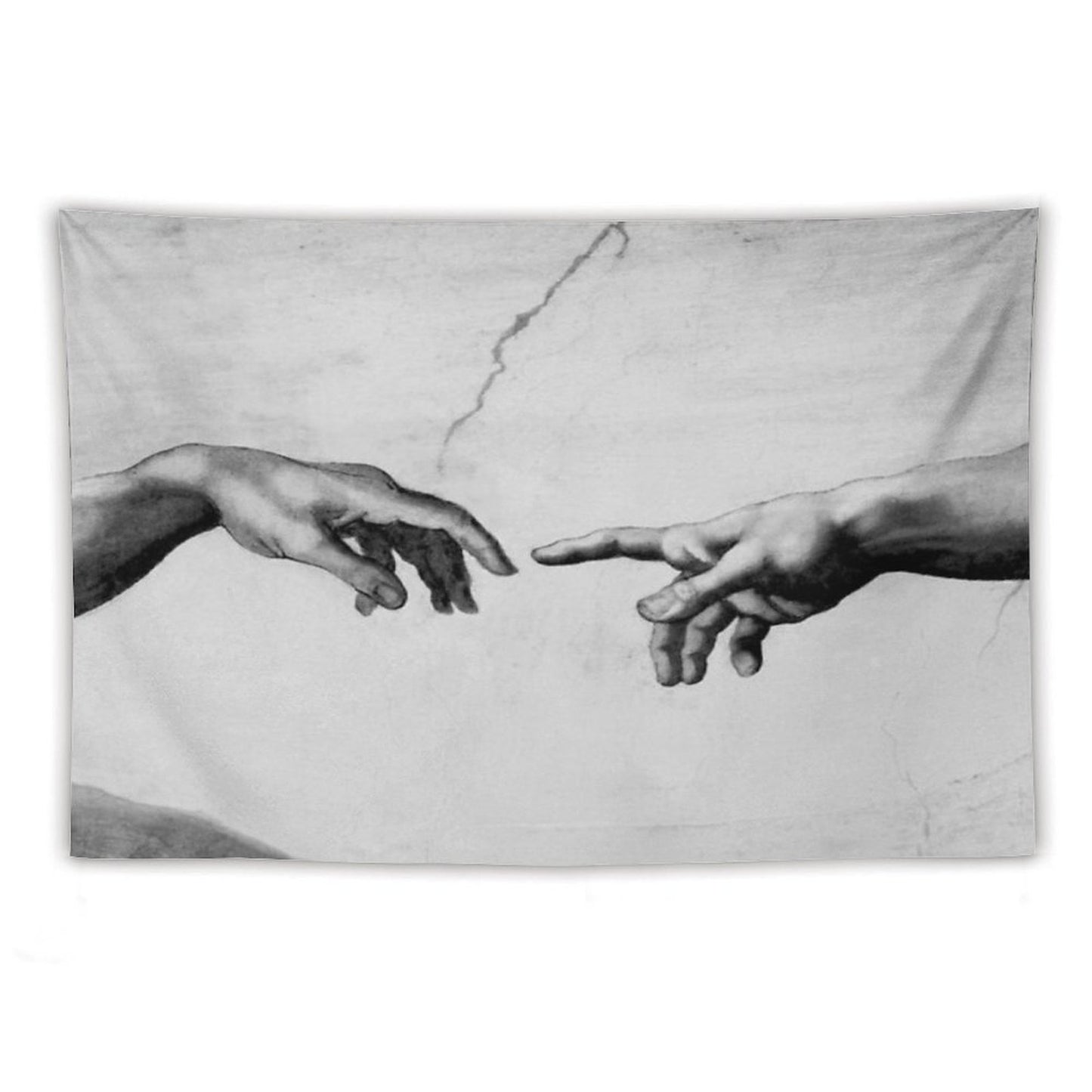 The Creation of Adam - Sistine Chapel Near-touching Hands of God And Adam Red Colorized Tapestry
