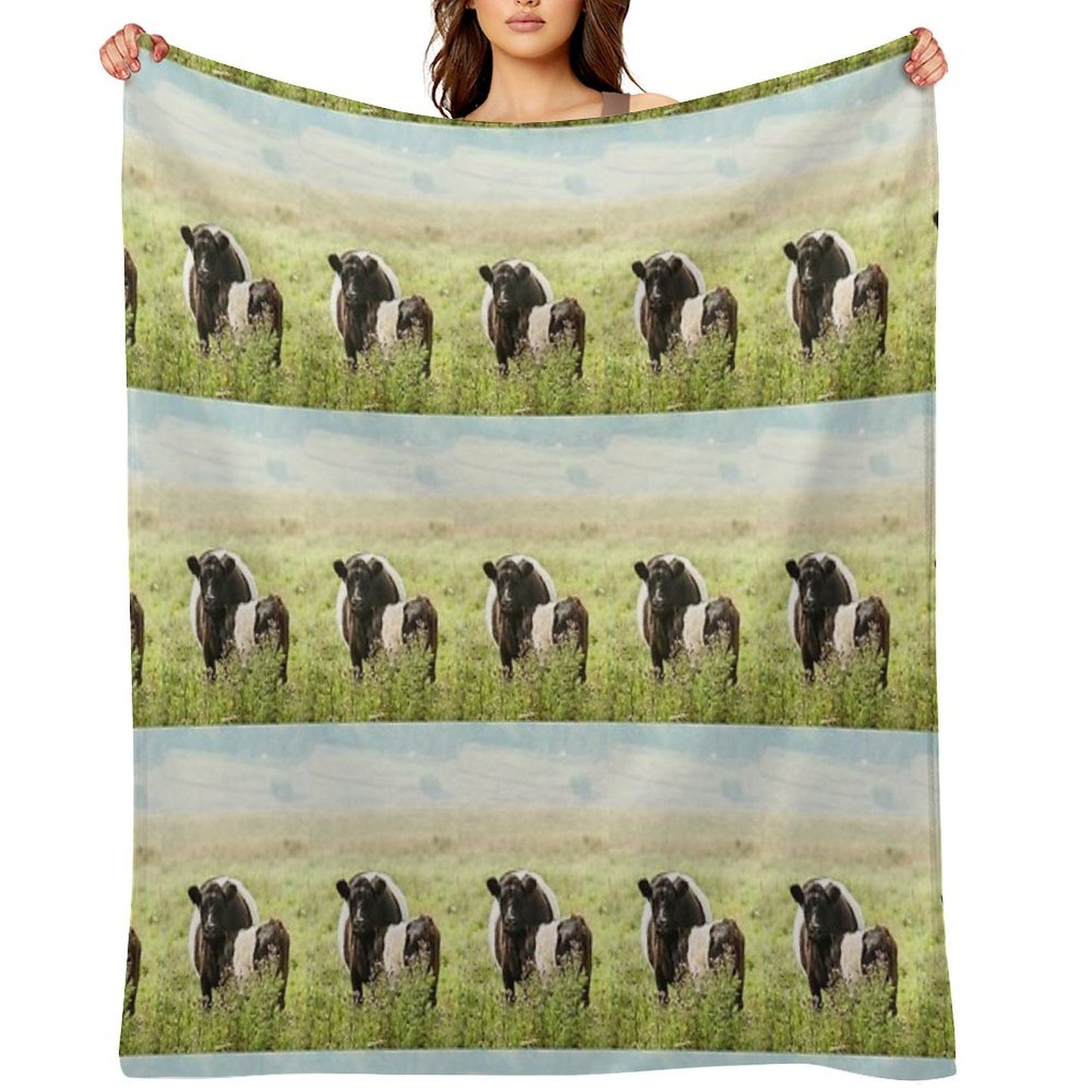 Belted Galloway Cow And Calf Throw Blanket