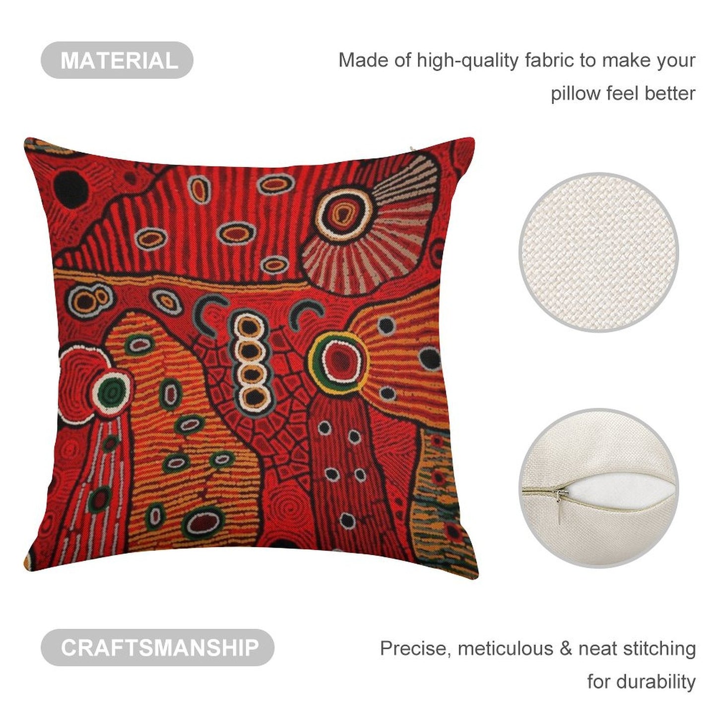 Australian Aboriginal Art Linen Throw Pillow Cover