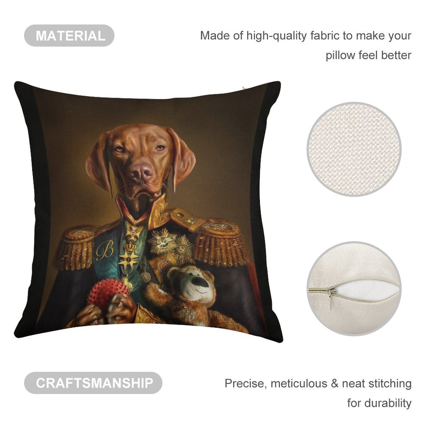 Bertie The Hungarian Vizsla - Dog Portrait Linen Throw Pillow Cover