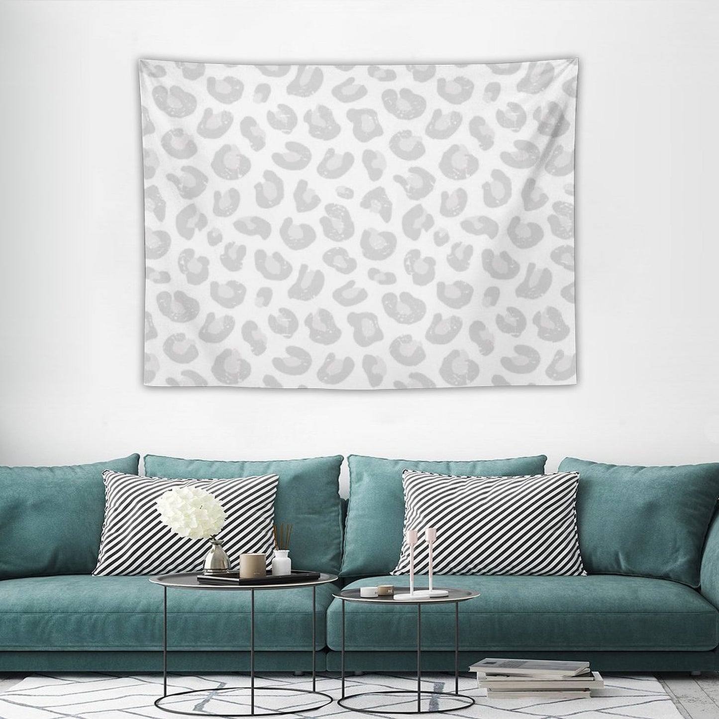 Leopard Print - Silver Gray And White Tapestry