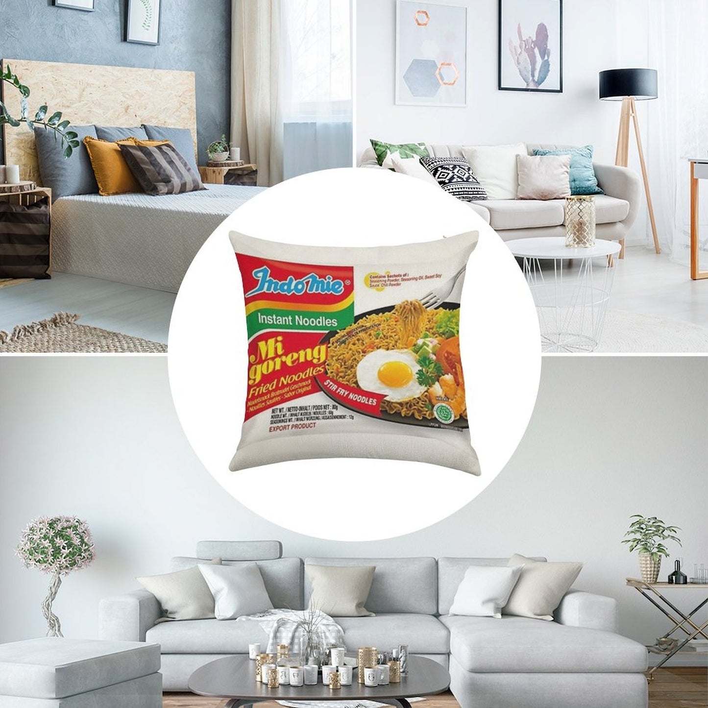 Indomie Original Flavour Linen Throw Pillow Cover