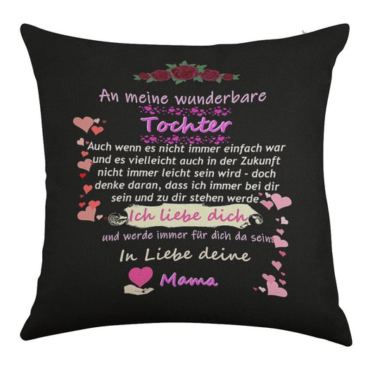 Wonderful Daughter-mother Saying Linen Throw Pillow Cover