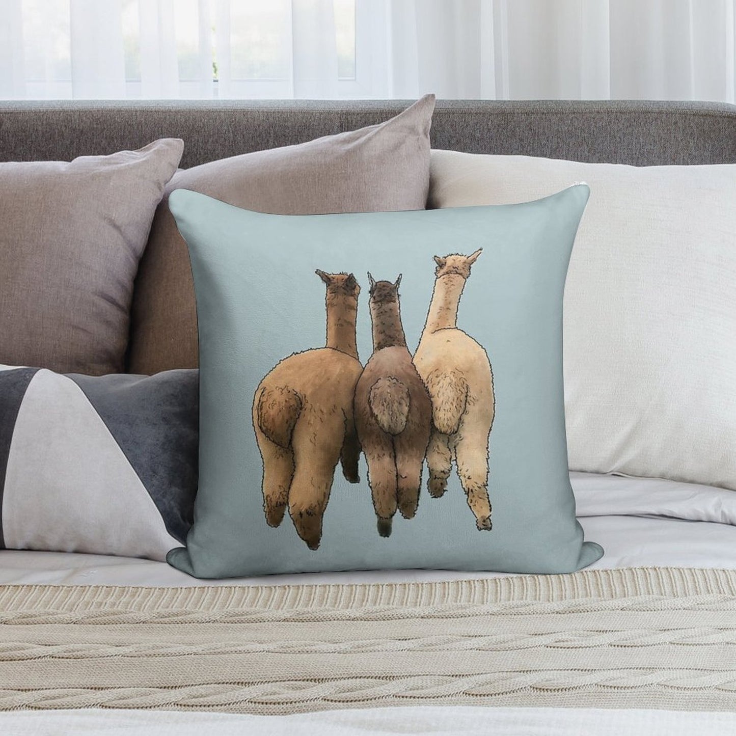 Alpaca Butts Soft Fade-Resistant Throw Pillow
