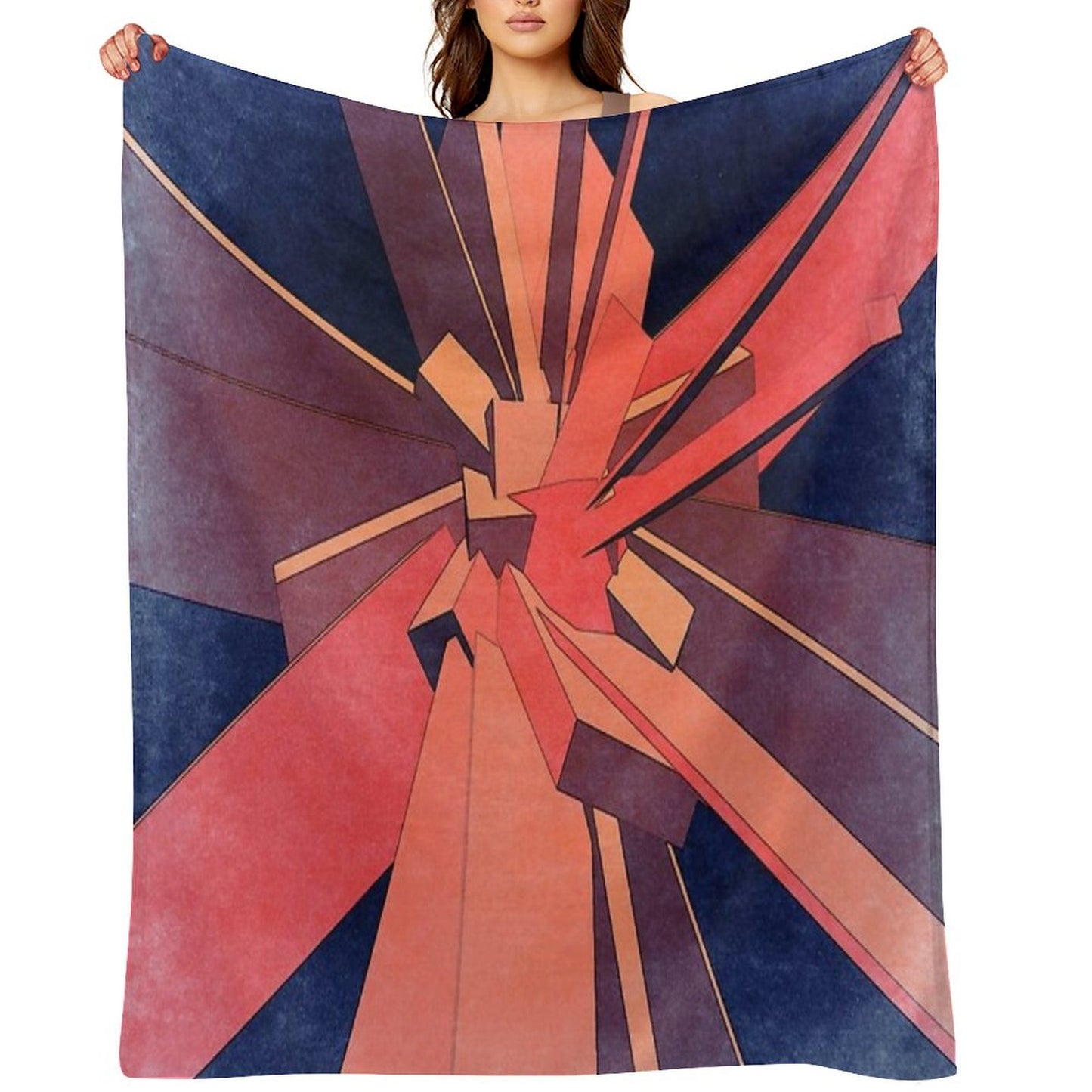 Vintage Orange Rectangles Throw Blanket