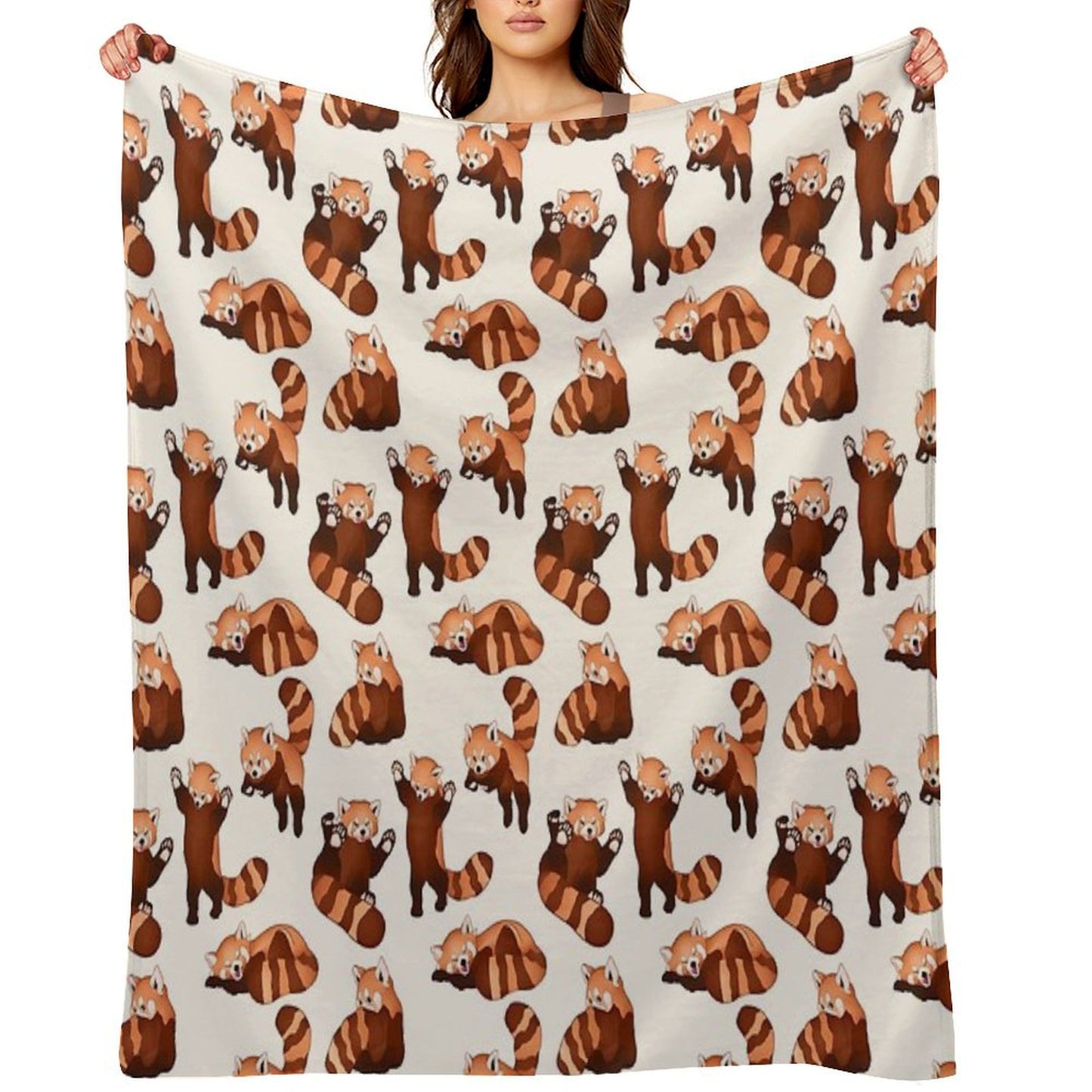 Red Panda Pattern Throw Blanket