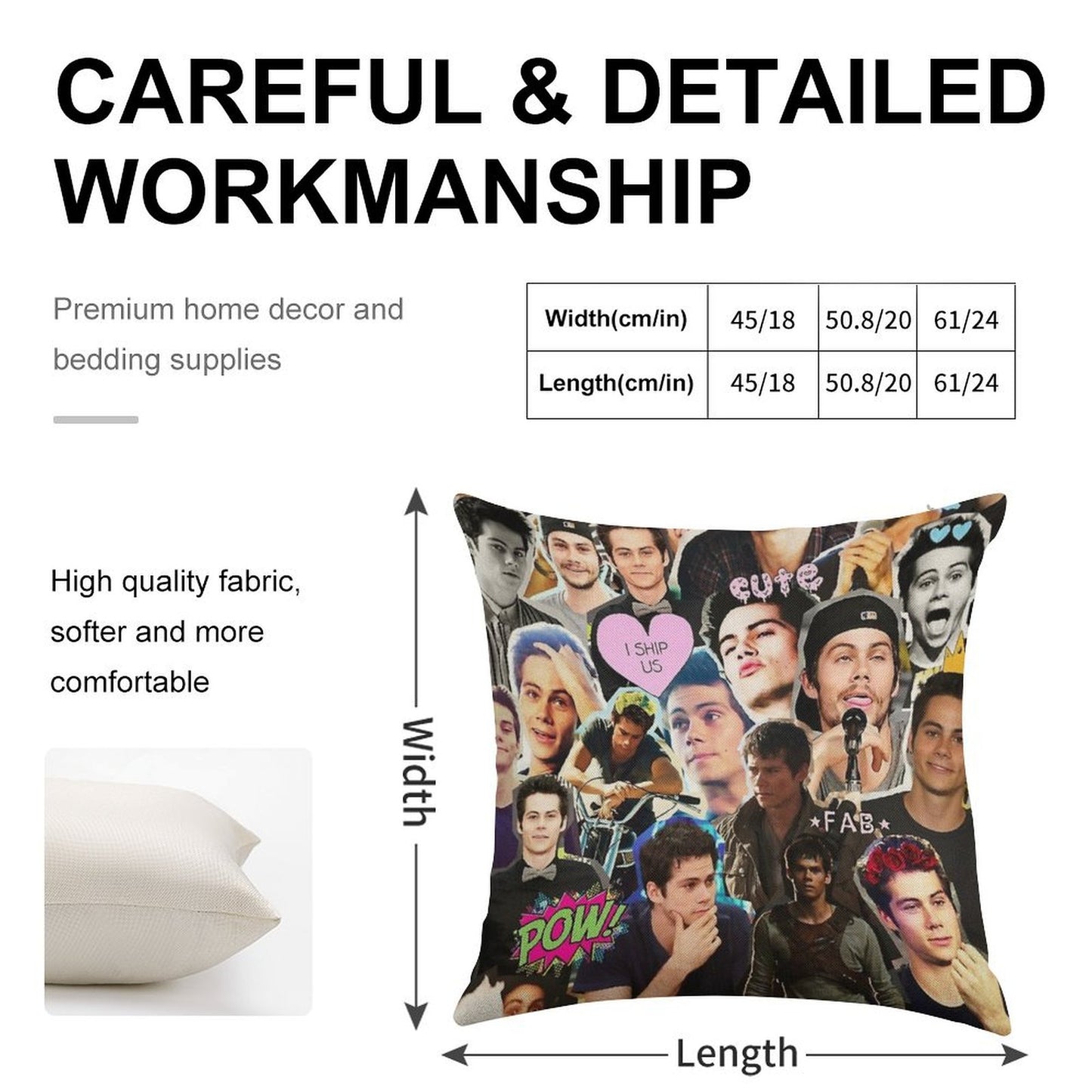 Dylan O'Brien Collage Linen Throw Pillow Cover