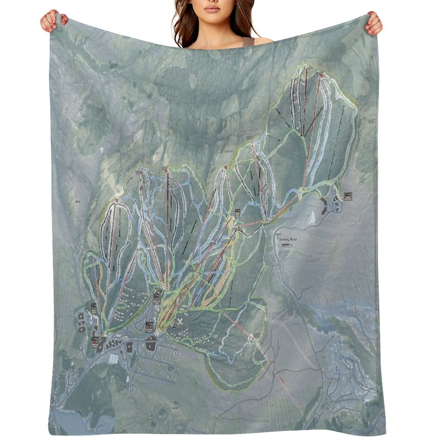 Sunday River Resort Trail Map Throw Blanket