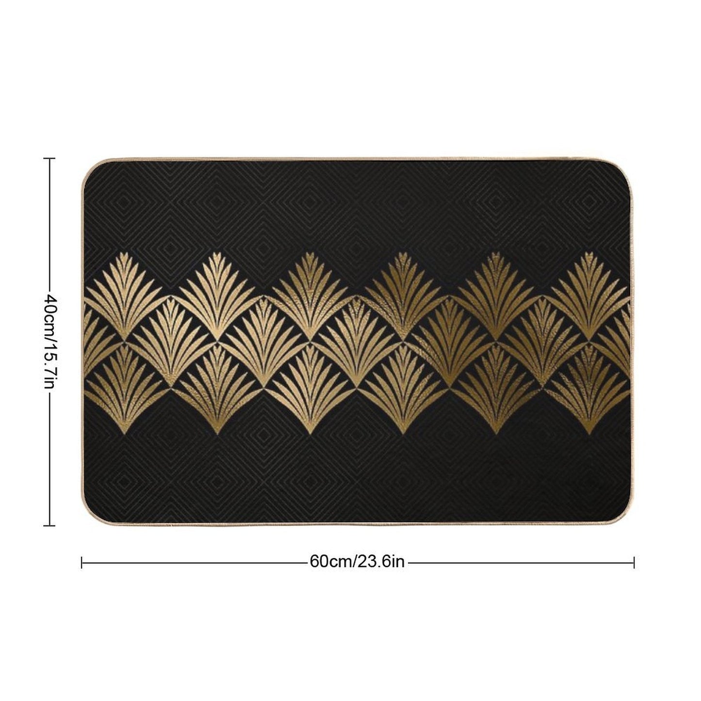 Reims, France Luxueux Black And Gold Hues Art Deco Durable Bath Mat