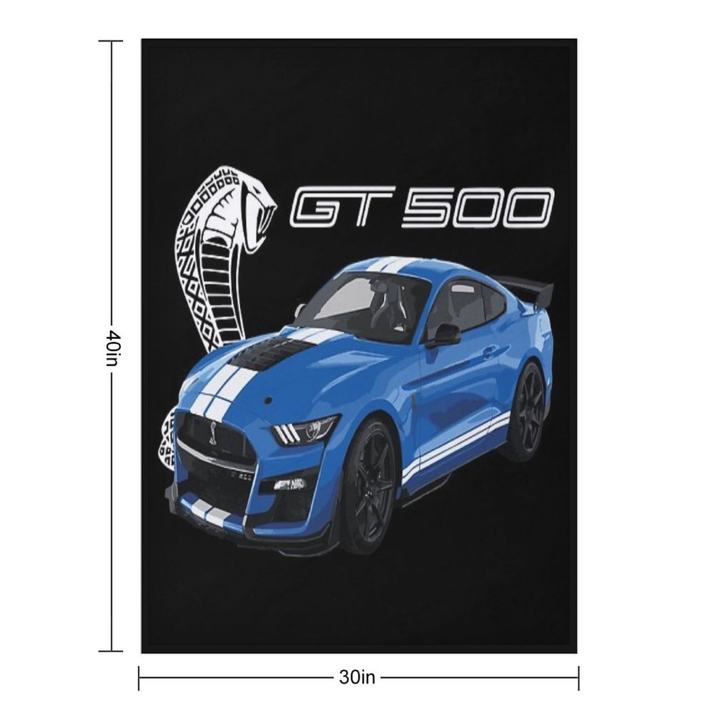 GT500 Mustang Shelby Cobra Velocity Blue Throw Blanket