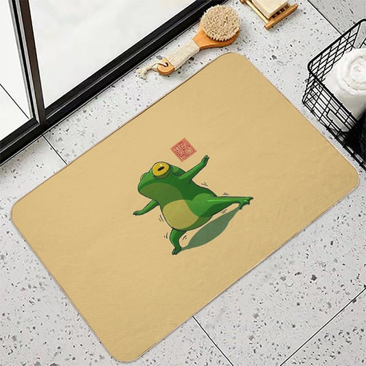 Yoga Frog Warrior Two Pose Bath Mat