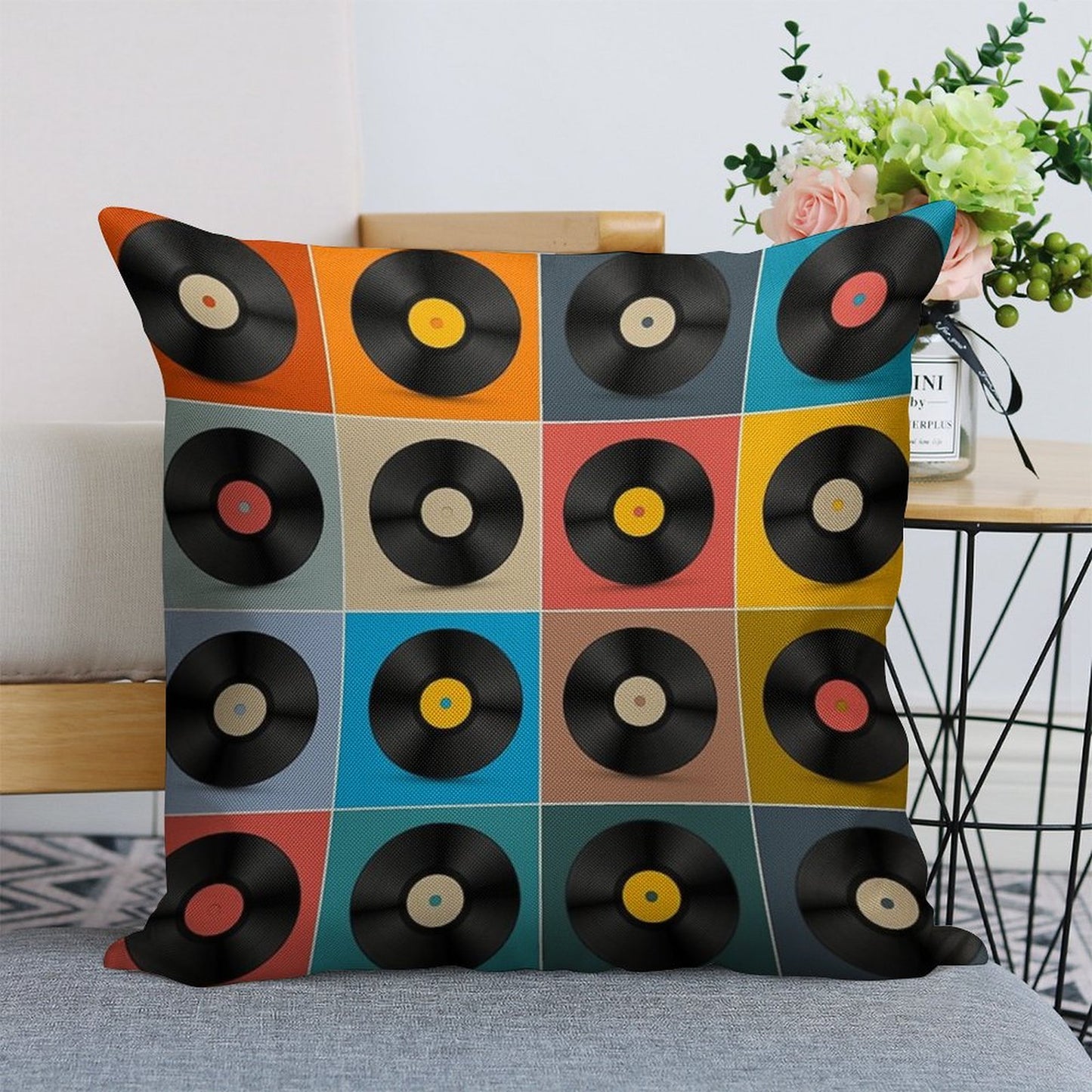 Album,Vinyl Record,Music Poster Linen Throw Pillow Cover