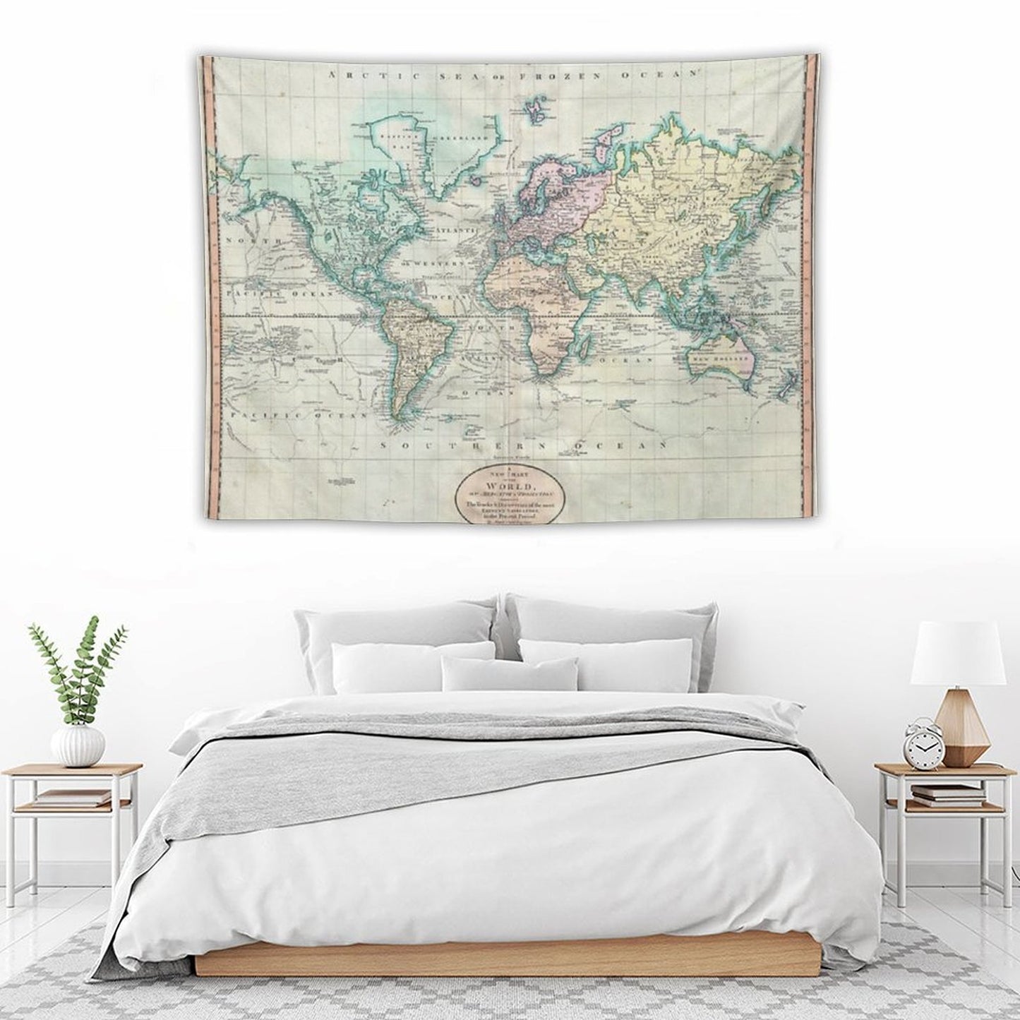 Vintage Map of The World Tapestry