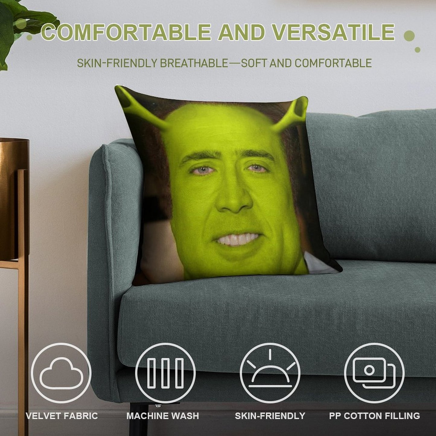 Nicolas CageShrek Soft Multiple Sizes Throw Pillow