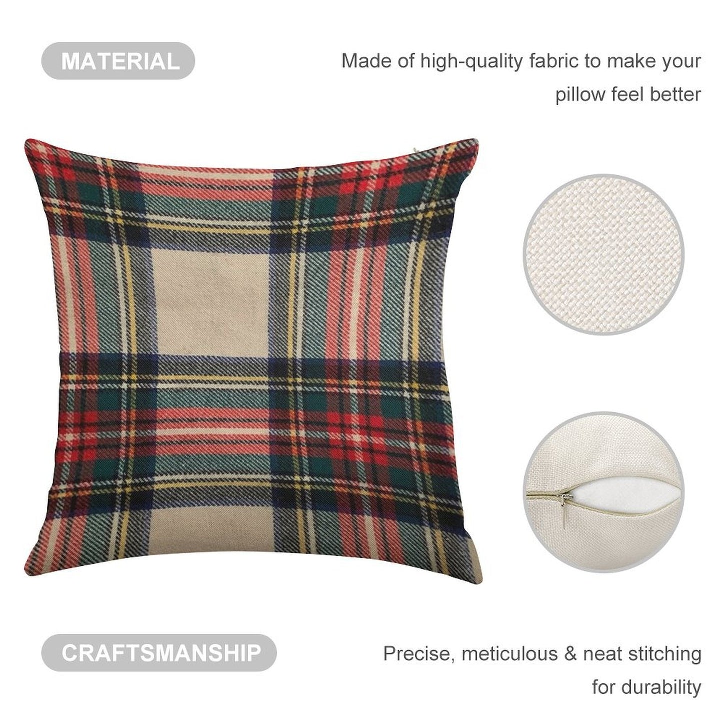 Stewart Dress Tartan - Pattern Linen Throw Pillow Cover