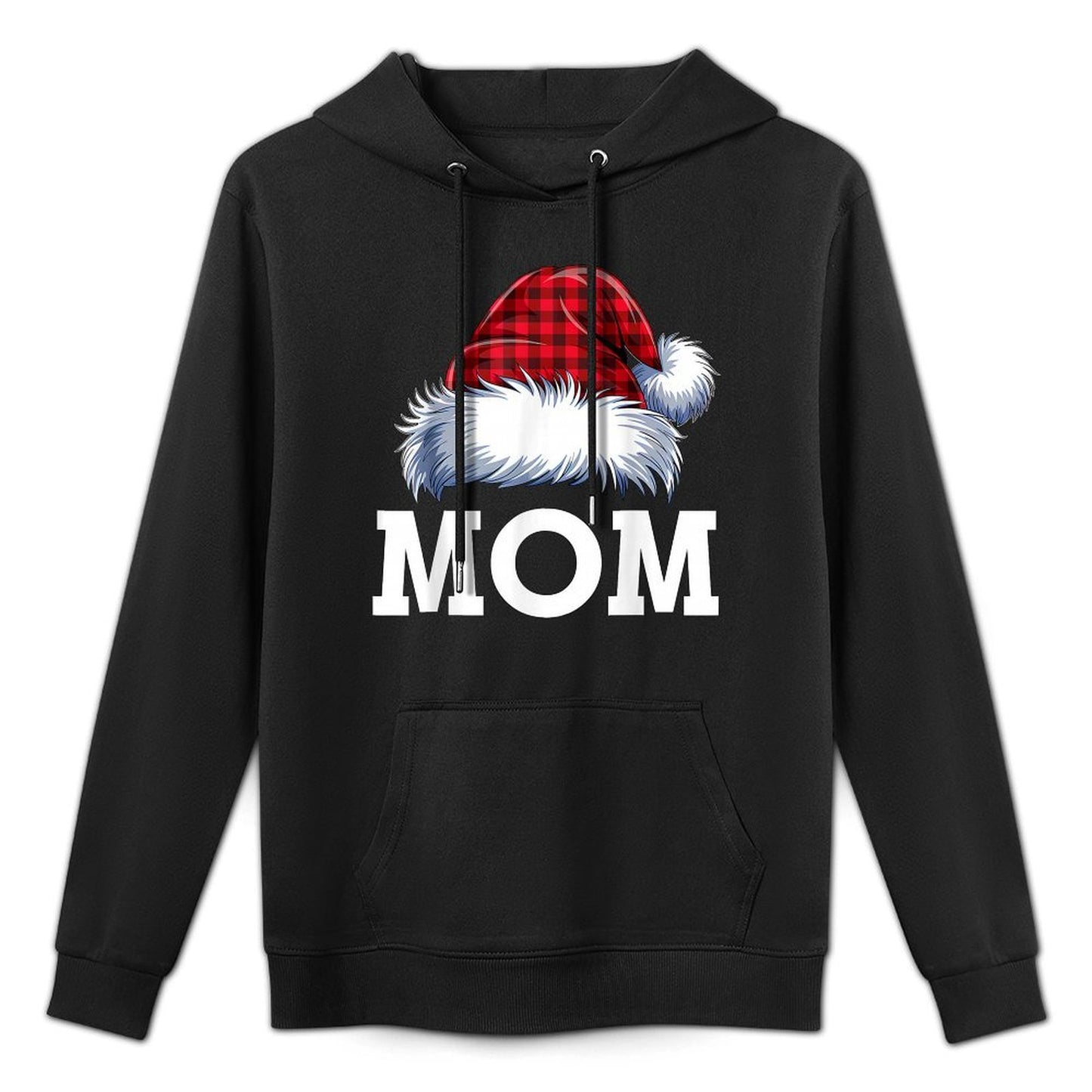 Mom Santa Red Plaid Christmas Family Matching Pajamas Xmas Versatile Streetwear Hoodie