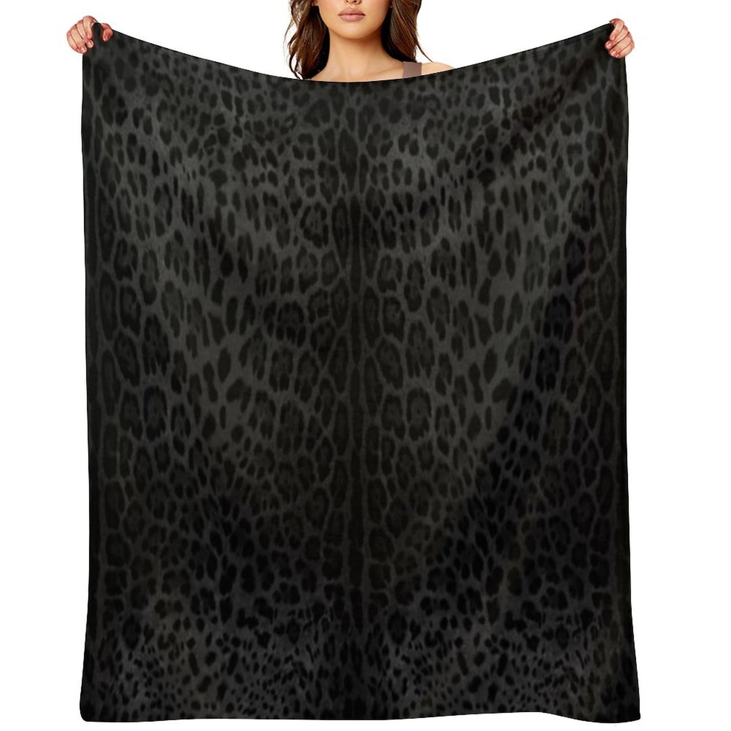 Black Leopard Print Skin Throw Blanket