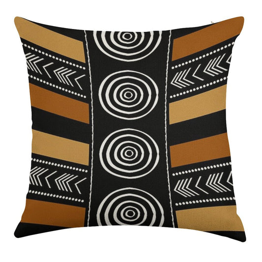 African Mud Cloth Artistry Art Linen Throw Pillow Cover