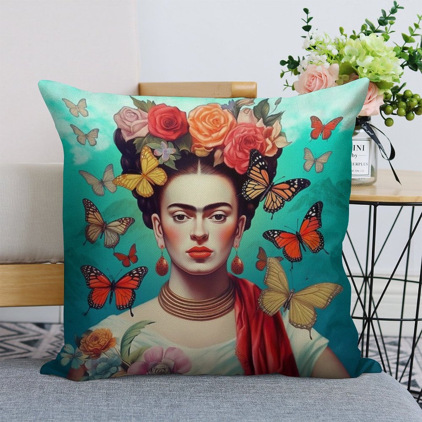 Frida Kahlo 4 Linen Throw Pillow Cover