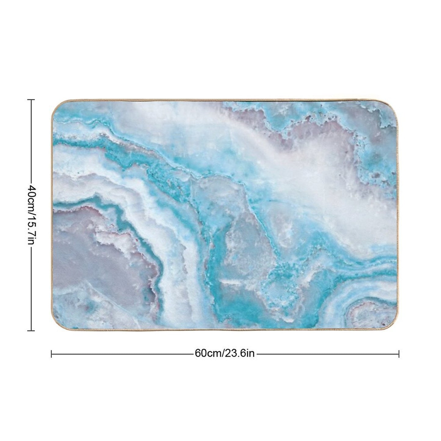 Luxury Mermaid Blue Faux Agate Marble Geode Gem Bath Mat