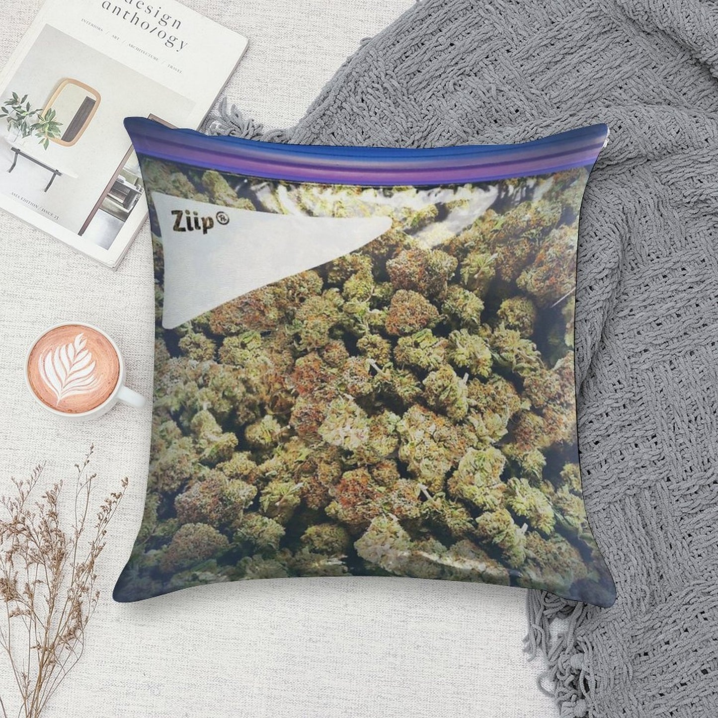 Weed Zip Lock Cannabis Extra Large Dank Soft Shrink-Resistant Throw Pillow