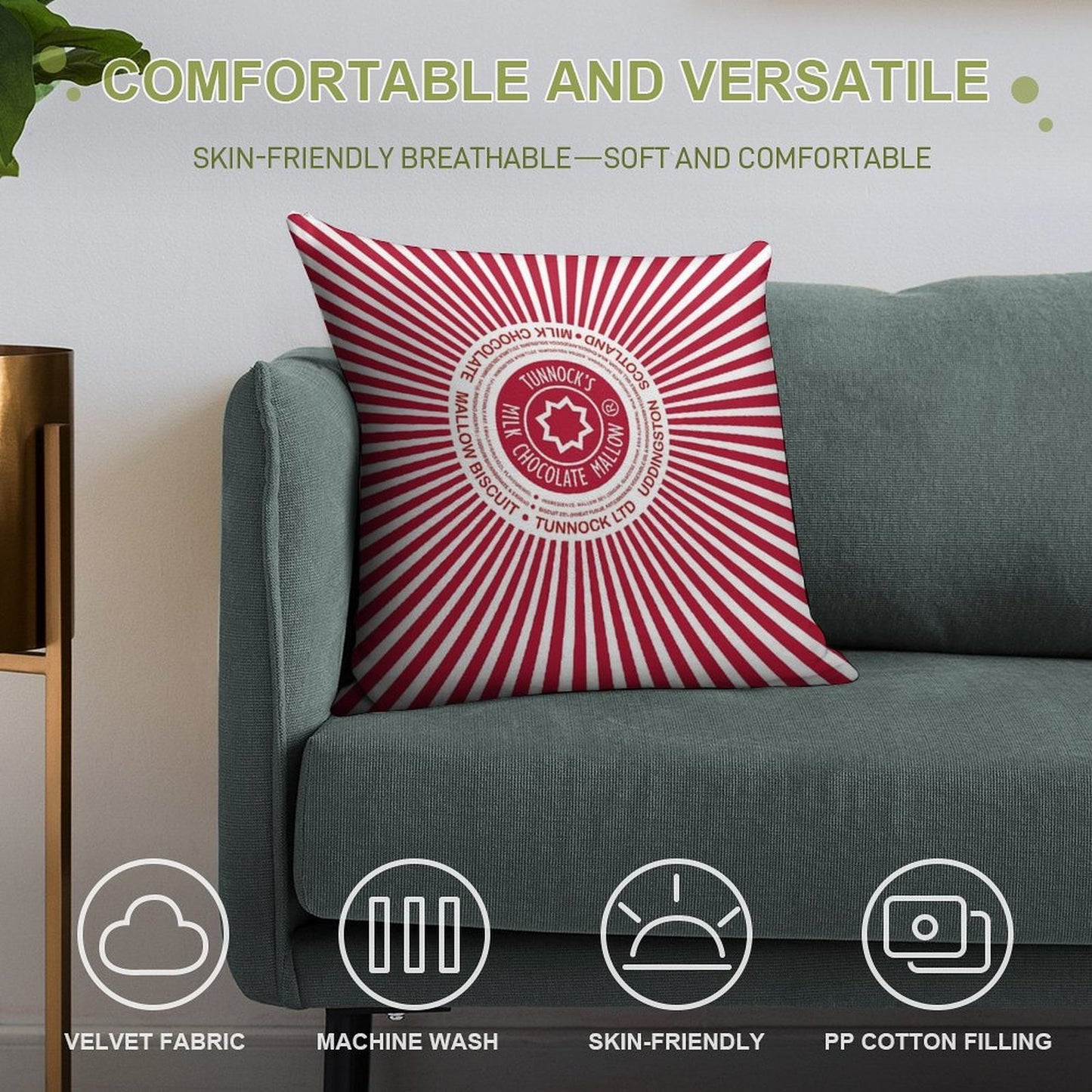 Tunnock's Teacakes Soft High-Density Material Throw Pillow