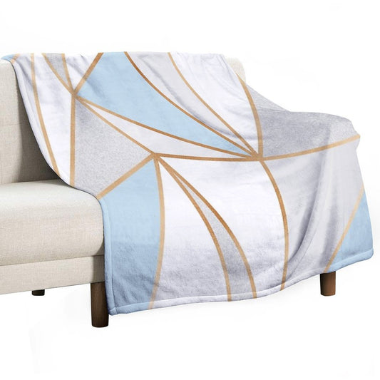 Blue, Grey & Gold Geo Throw Blanket