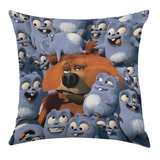 Grizzy And The Lemmings Linen Throw Pillow Cover