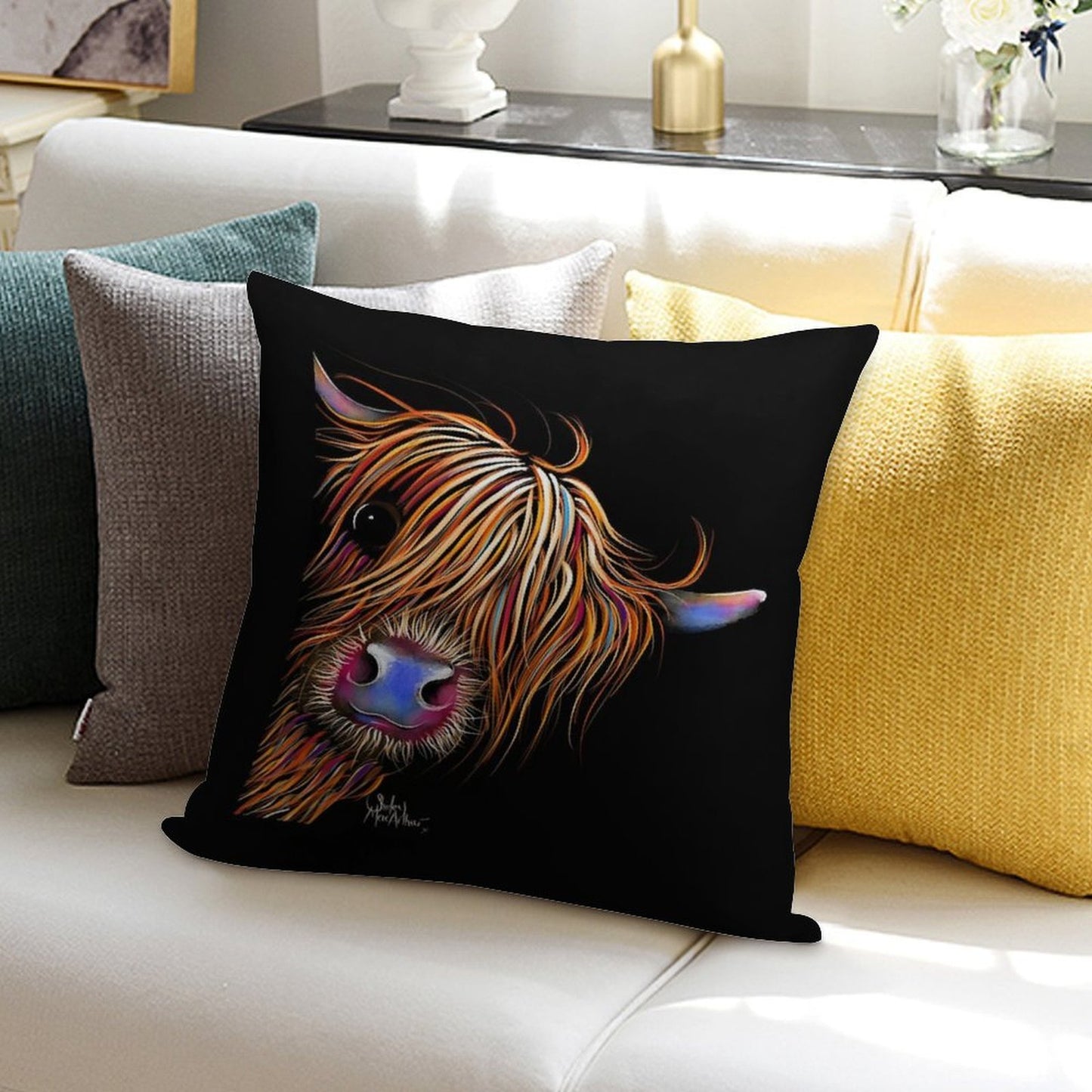 HiGHLaND CoW PRiNT SCoTTiSH ' SuGaR LuMP 2 ' BY SHiRLeY MacARTHuR Soft Multiple Sizes Throw Pillow