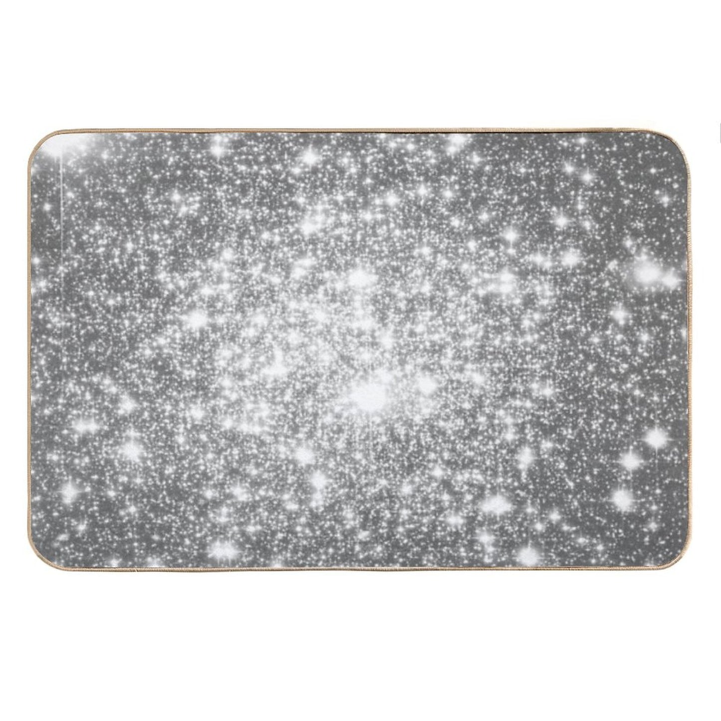 Galaxy Sparkle Stars Silver Gray Bath Mat