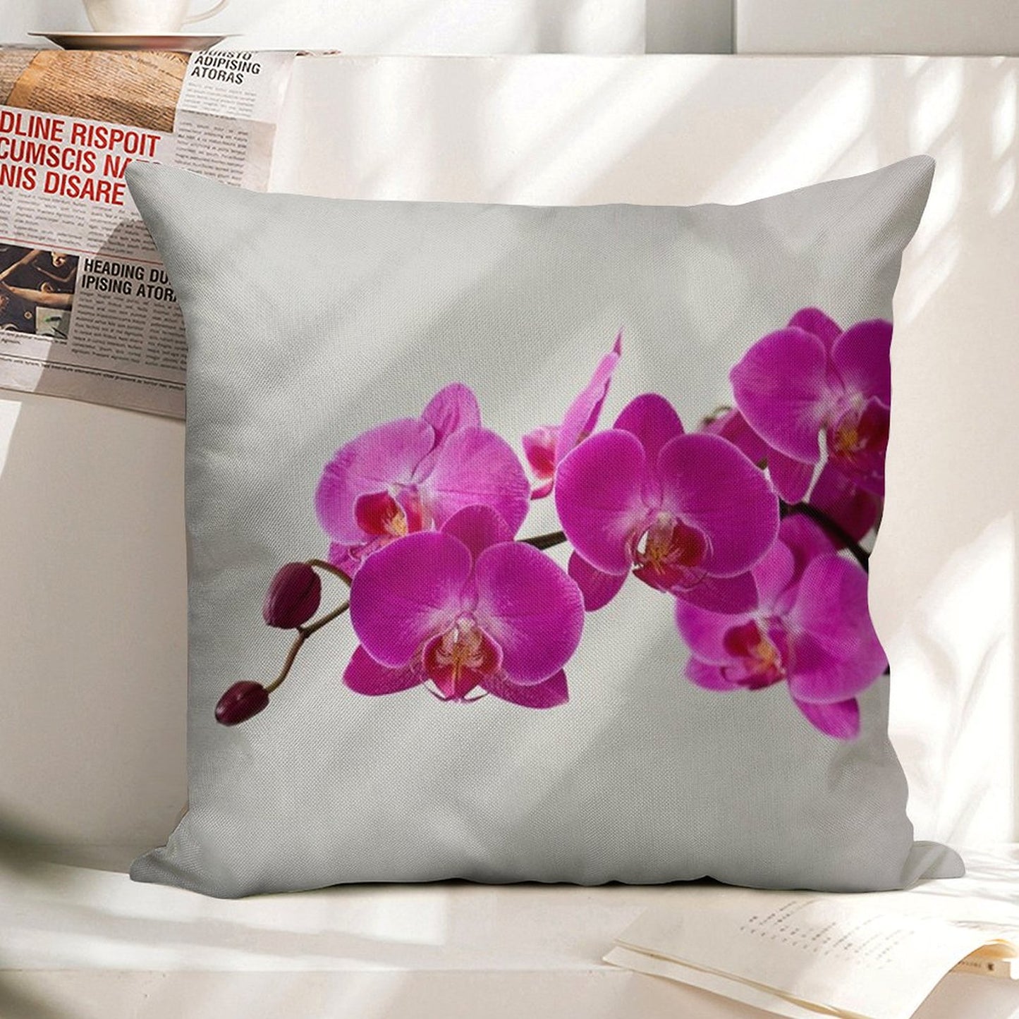 Fuchsia Magenta Linen Throw Pillow Cover