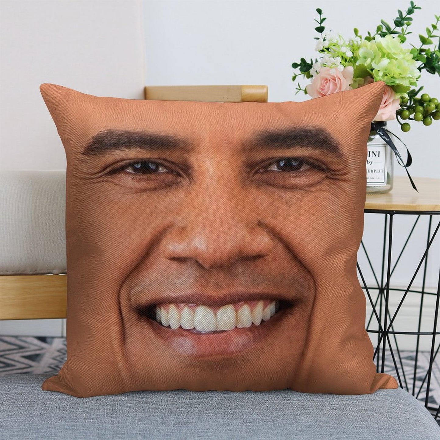 Obama Linen Throw Pillow Cover