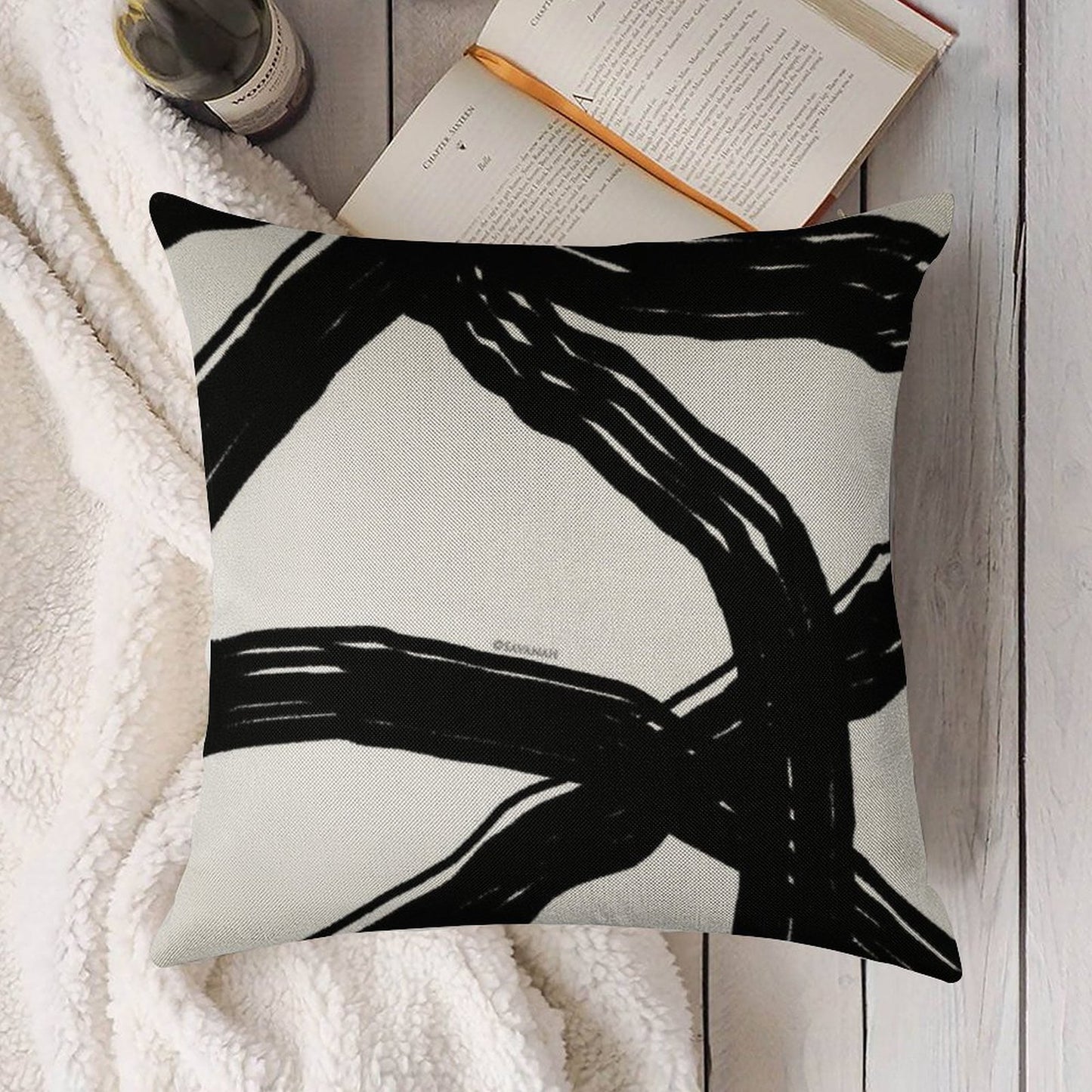 Black And White Linen Throw Pillow Cover
