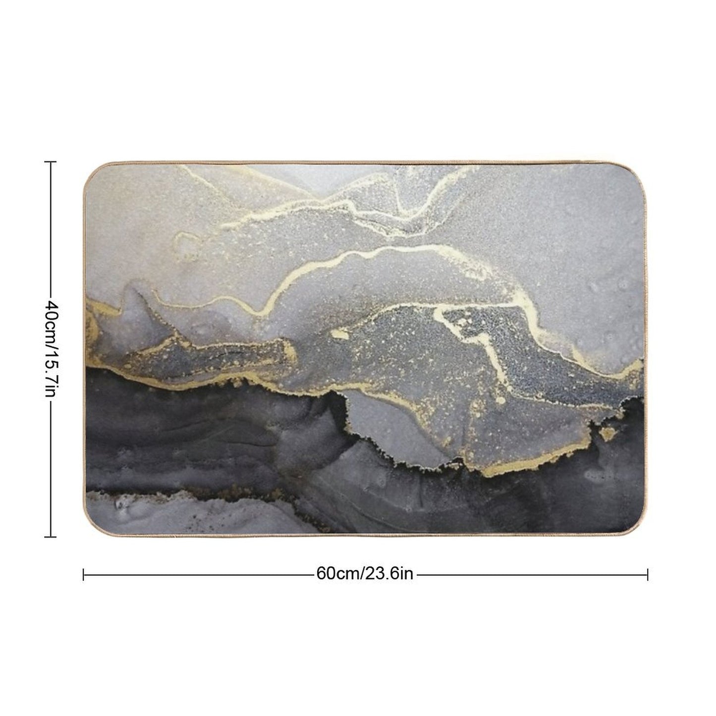 Elegant Black Gold Marble Ink Abstract Painting Bath Mat