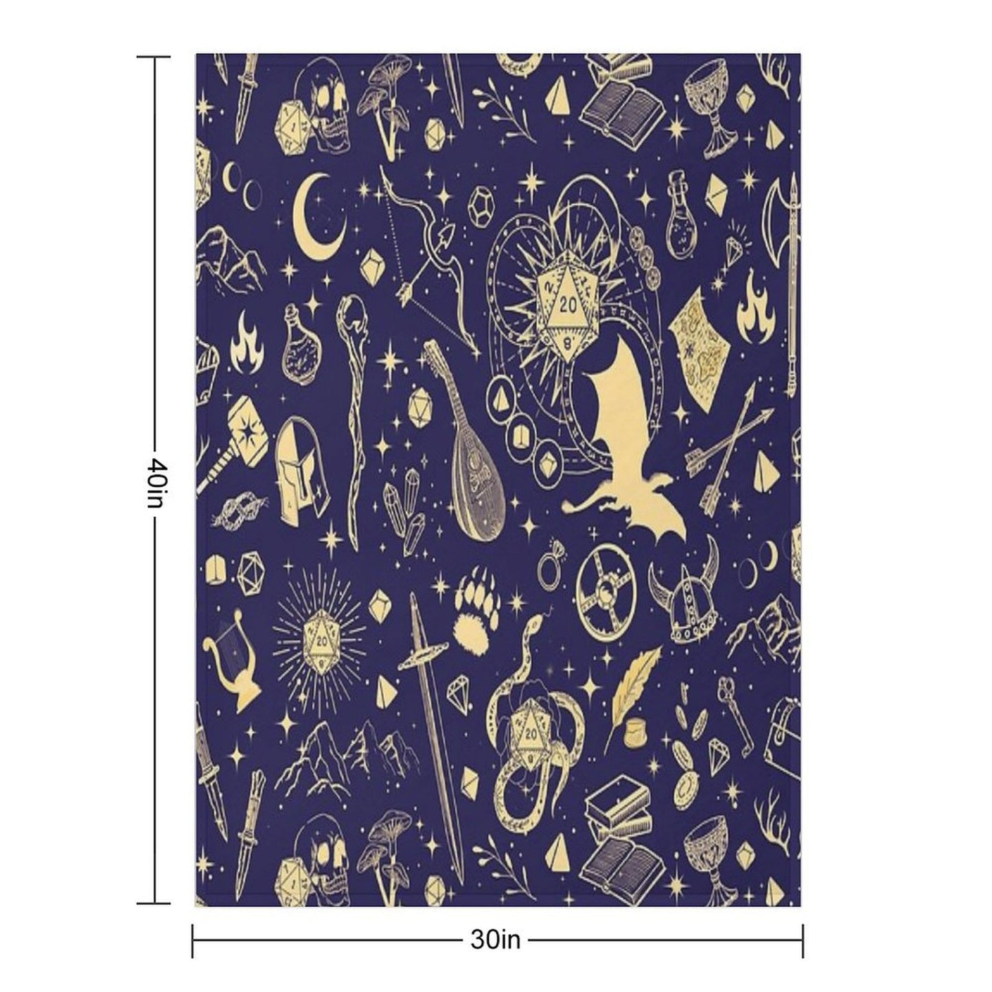 DND RPG Pattern Seamless Dungeons And Dragons Doodles, Celestial Night Sky And Stars Constellations Throw Blanket