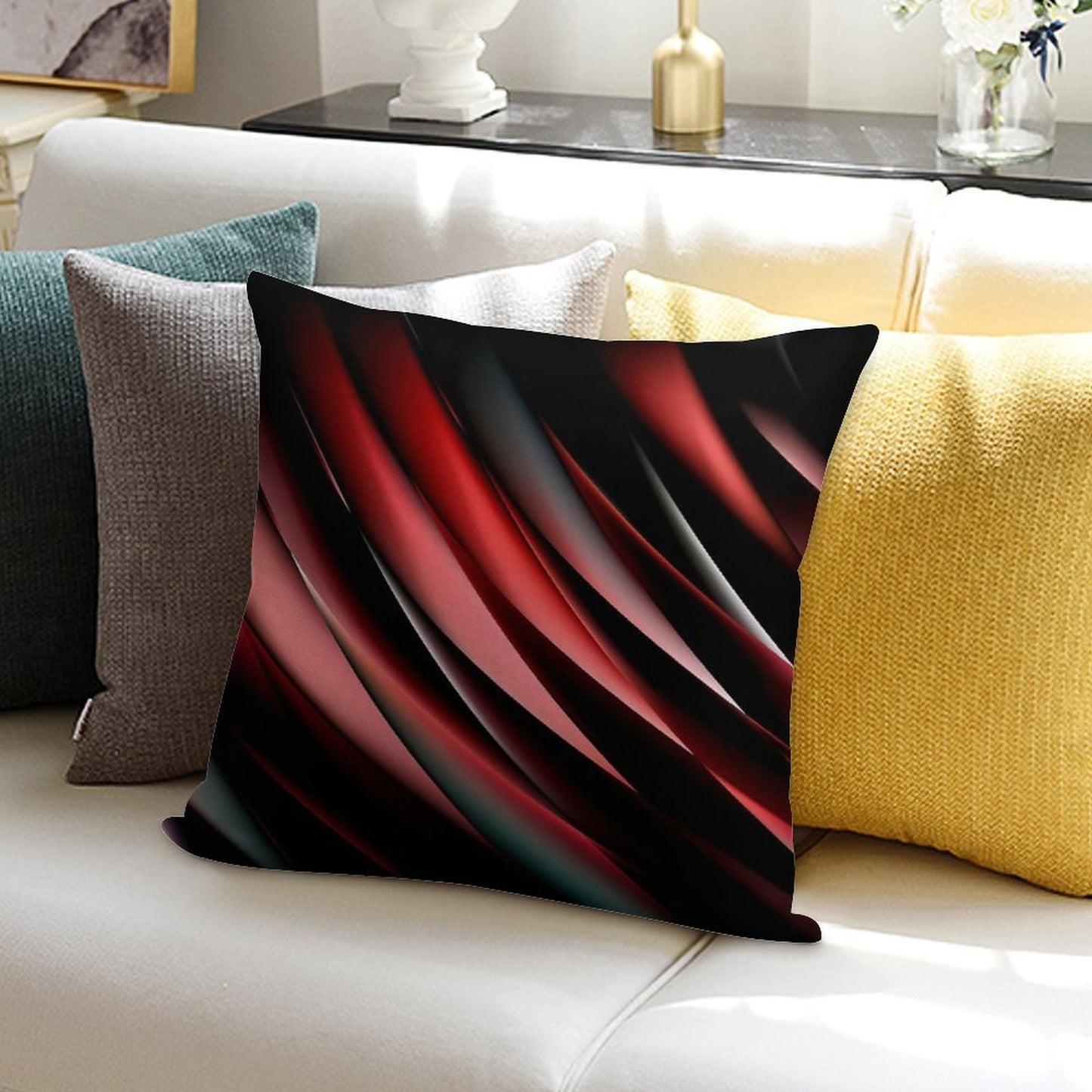 Decorative Red And Black Soft Shrink-Resistant Throw Pillow