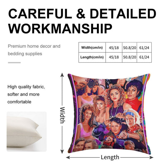 80s Tribute Linen Throw Pillow Cover