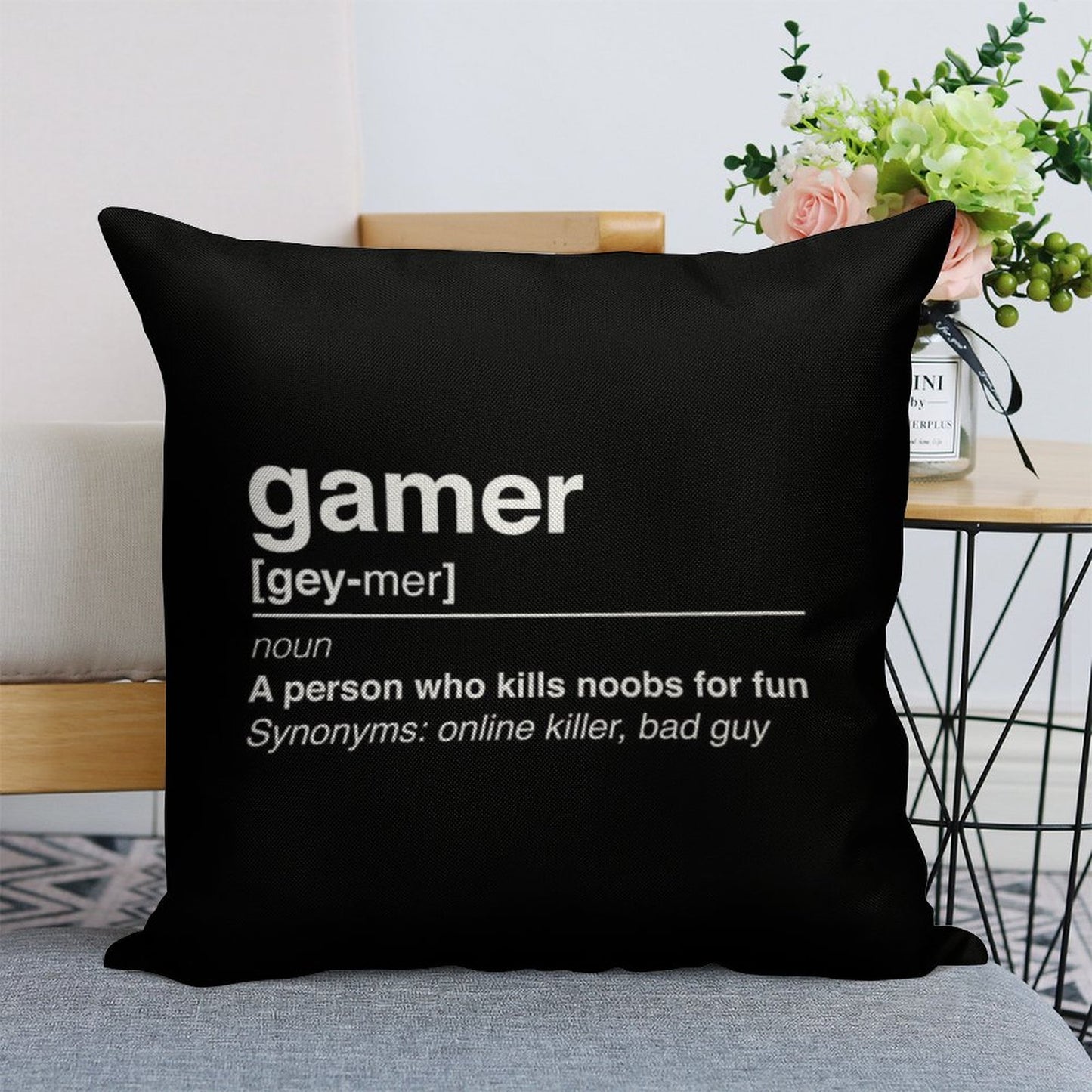 Gamer Definition Linen Throw Pillow Cover