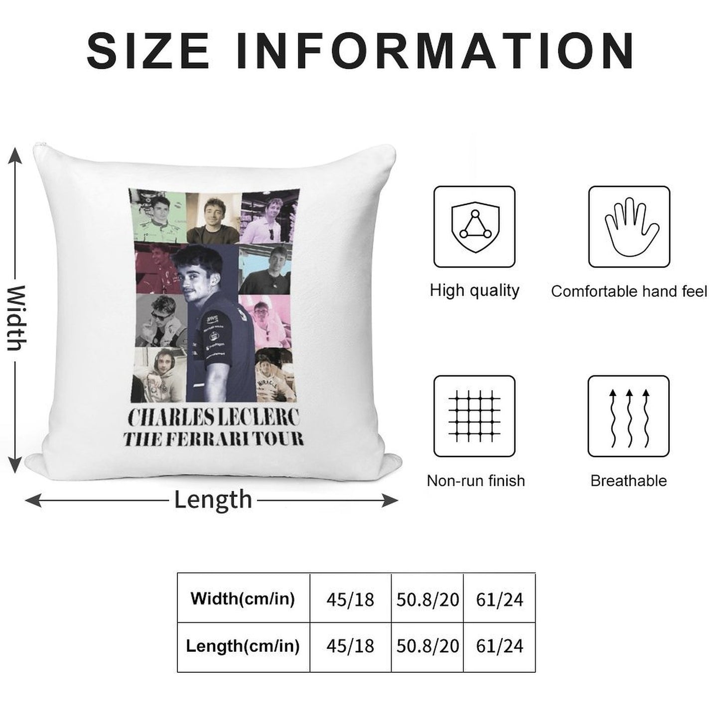 Charles Leclerc Eras Tour Soft Reinforced Edging Throw Pillow