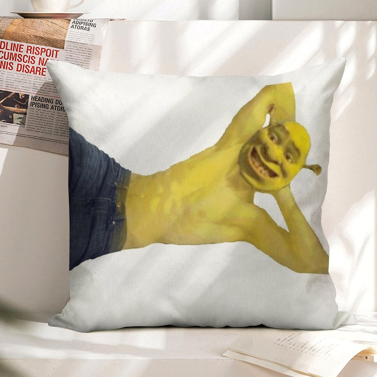 SEXXXYYY SHREK! Linen Throw Pillow Cover