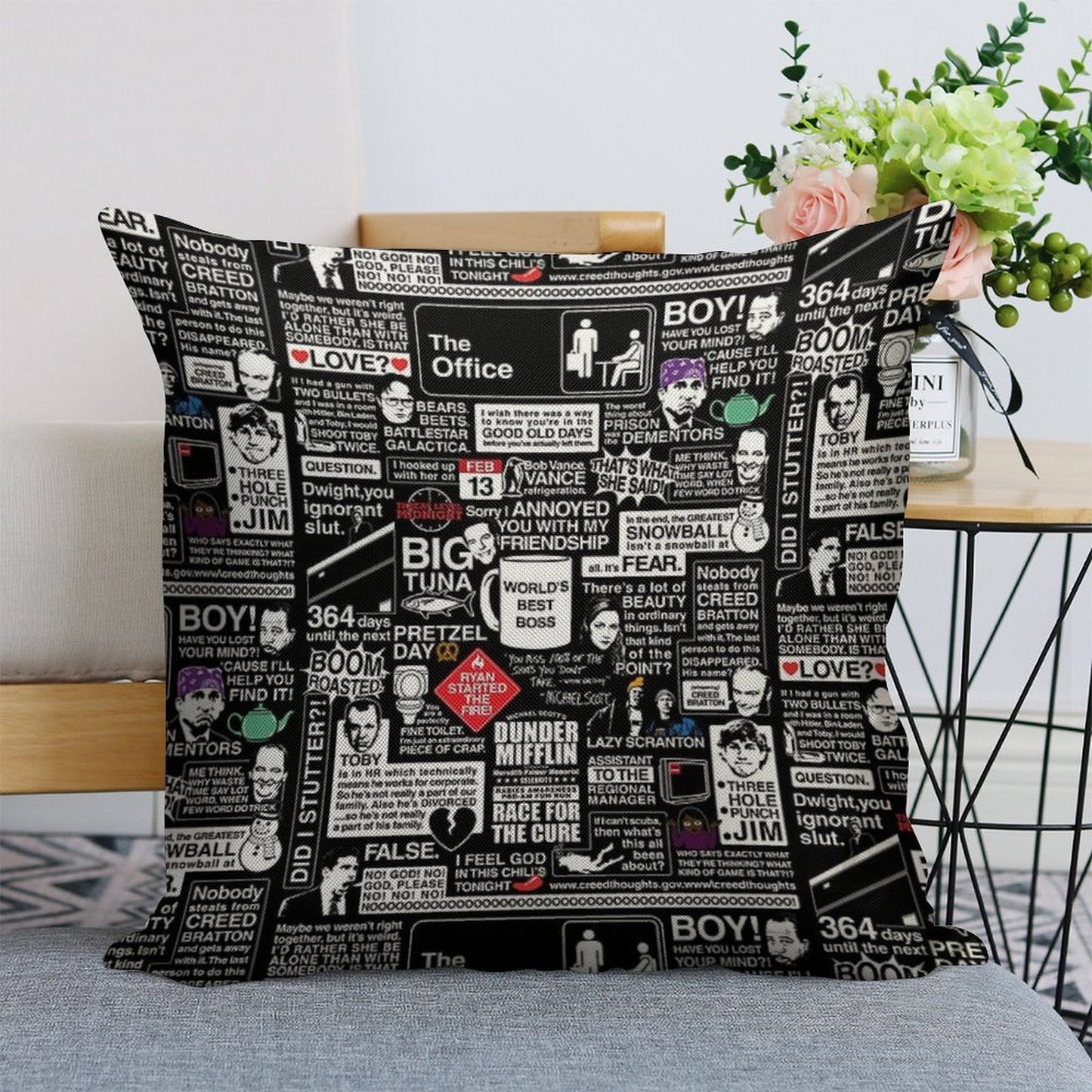 Wise Words From The Office - The Office Quotes Linen Throw Pillow Cover