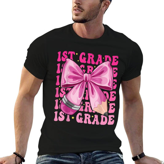 1st Grade Girls Coquette Bow Back To School First Grade High-quality Stitching T-Shirt