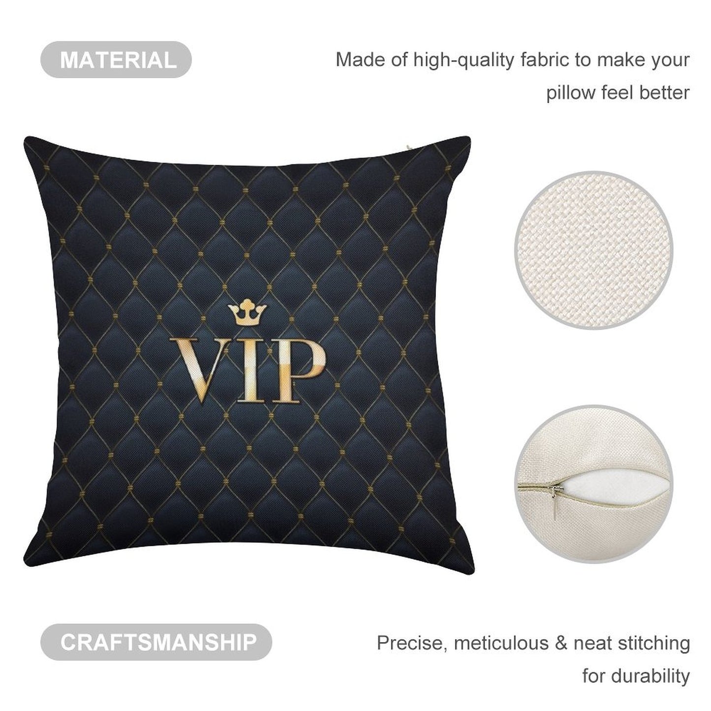 VIP Abstract Quilted Background Linen Throw Pillow Cover