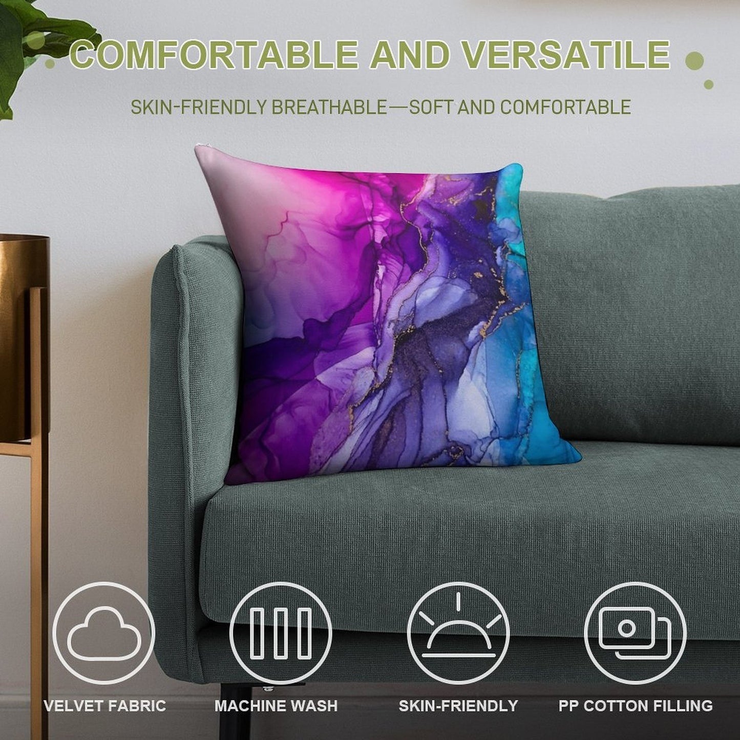 Abstract Vibrant Rainbow Ombre Soft Home Decor Throw Pillow