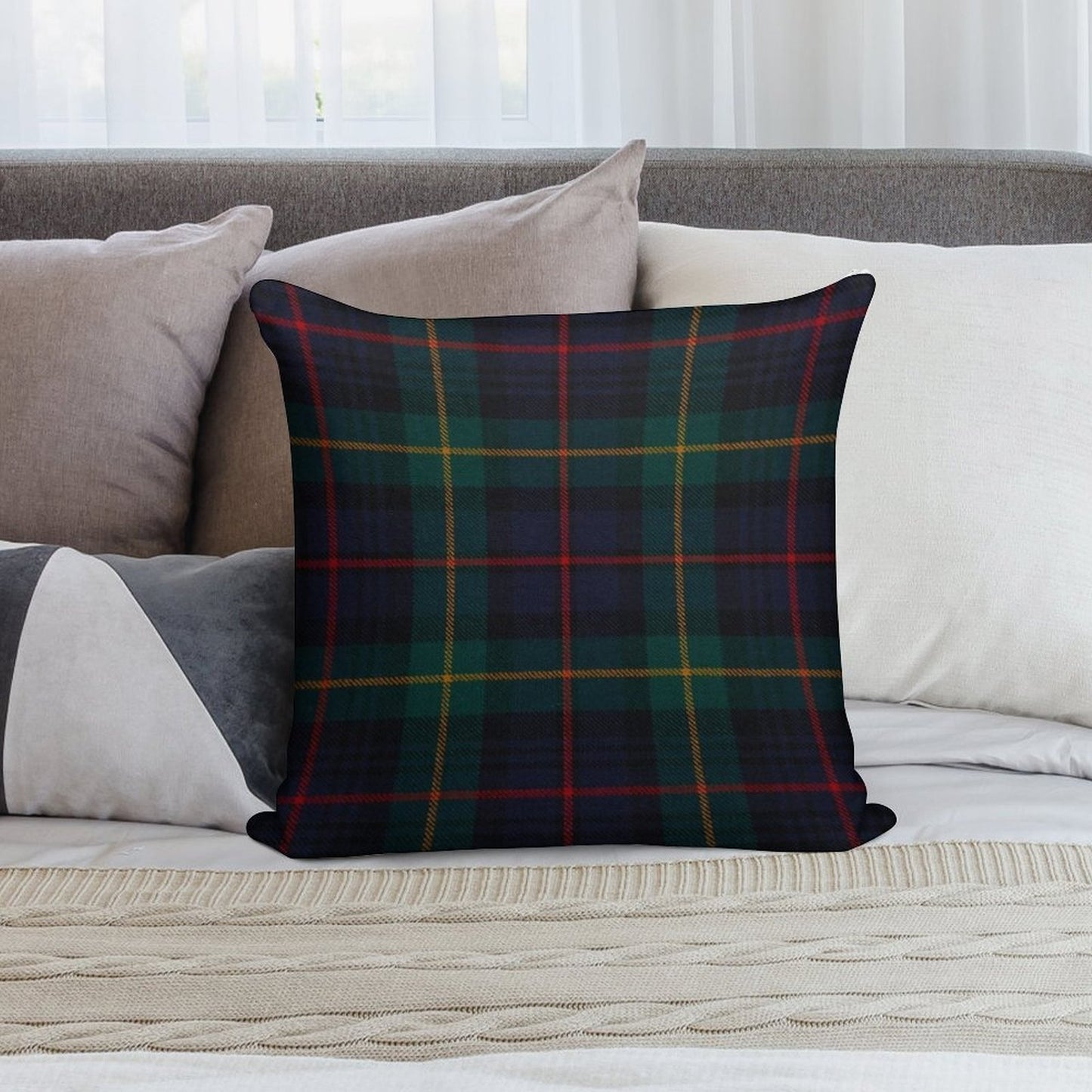Farquharson Scottish Tartan Soft Durable Construction Throw Pillow