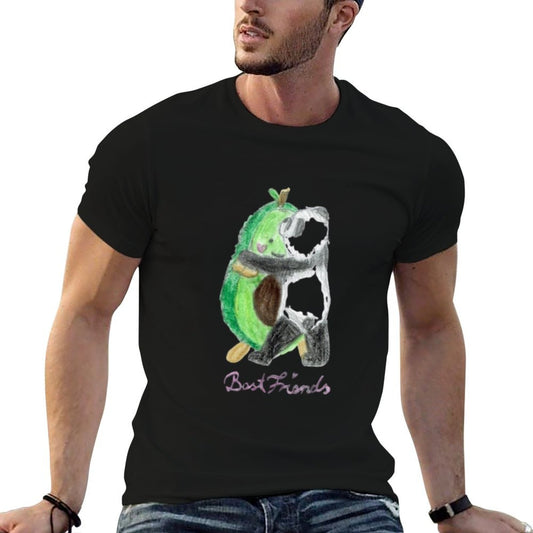 An Avocado And A Panda Hug Each Other Sweetly Cotton T-Shirt