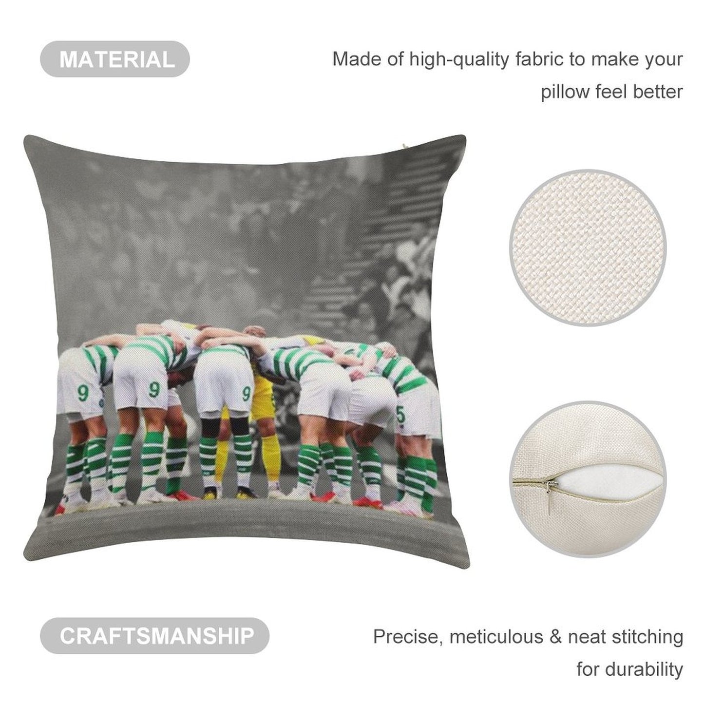 Celtic Fc Huddle Linen Throw Pillow Cover
