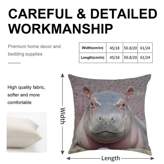 Baby Hippo Fritz at The Cincinnati Zoo Linen Throw Pillow Cover